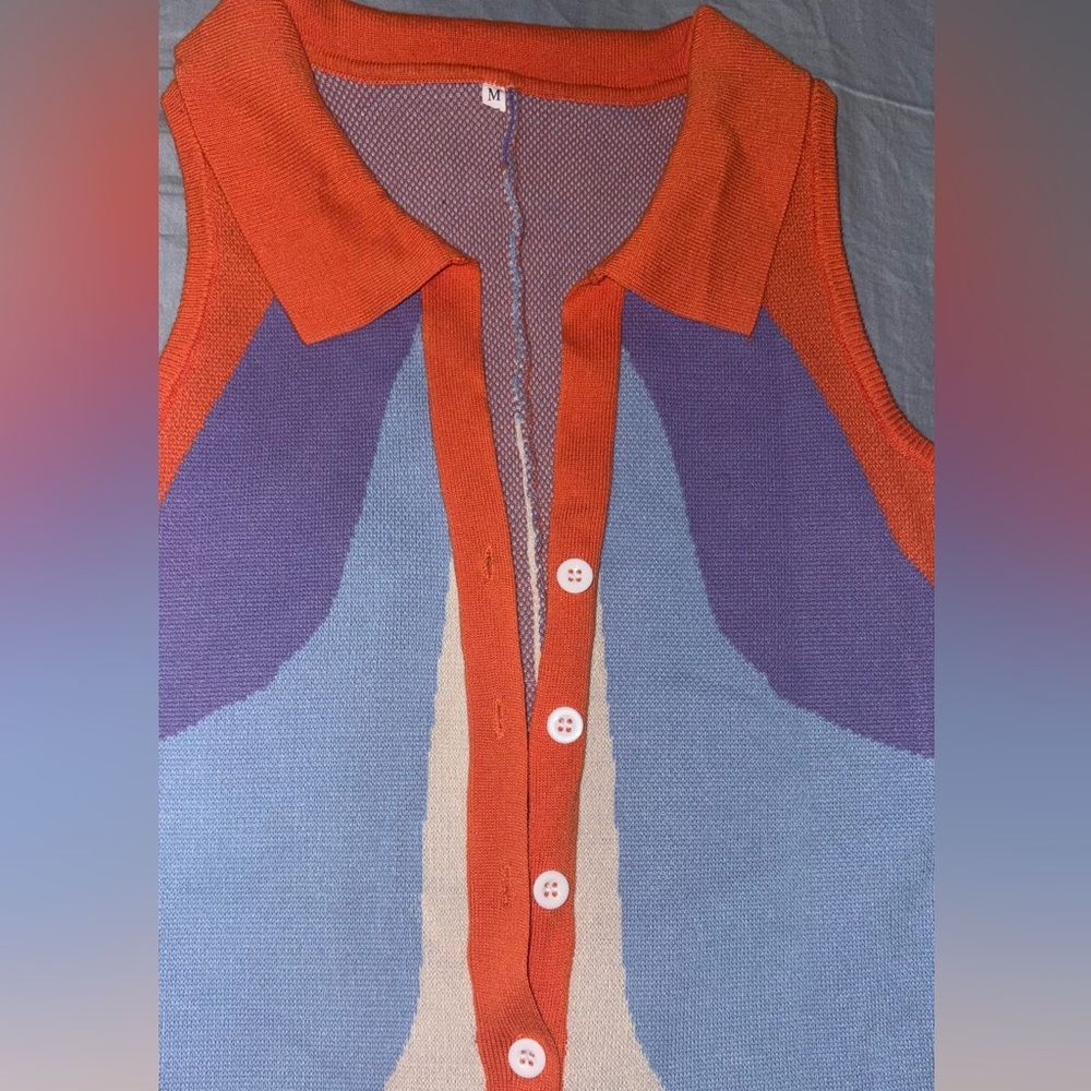 Colorful Sleeveless Knit Jumpsuit - Picture 2 of 5